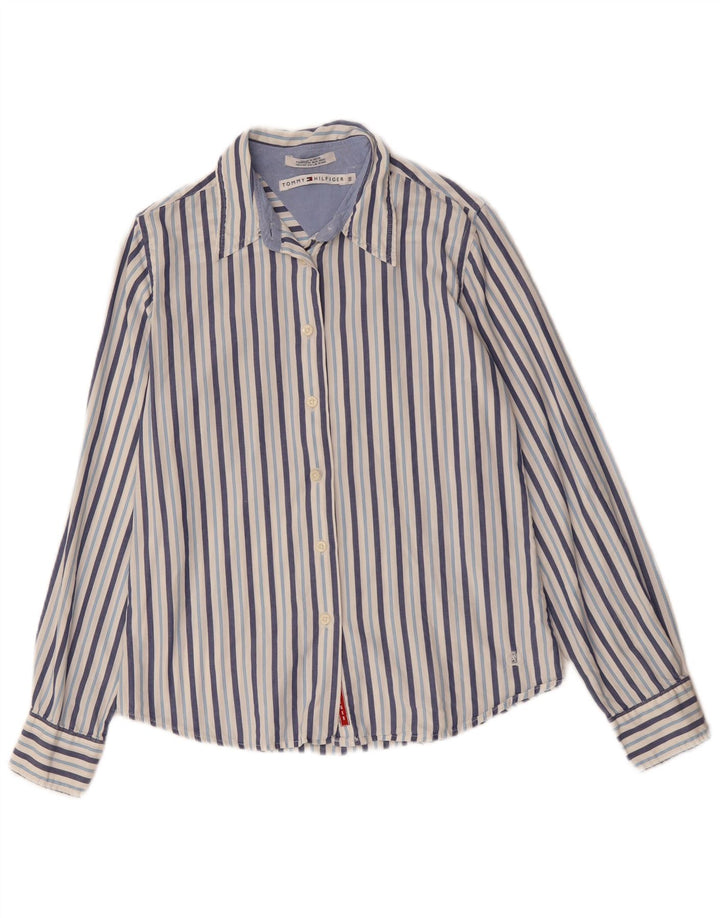 Tommy Hilfiger Chemise Femme US 10 Grand Coton Rayé Bleu