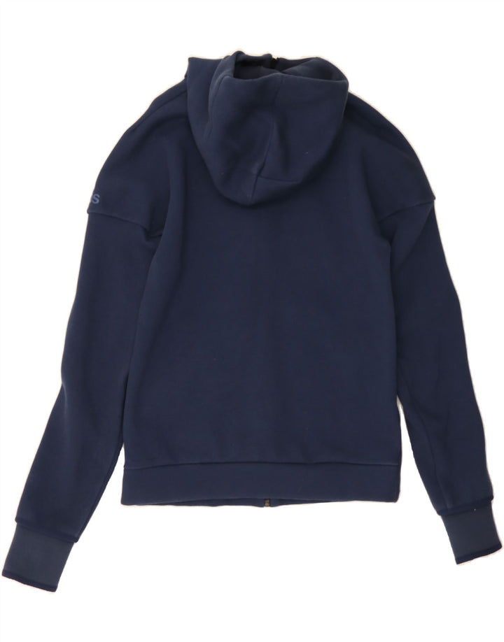 ADIDAS Mens Graphic Zip Hoodie Sweater Small Navy Blue Vintage Adidas and Second-Hand Adidas from Messina Hembry 