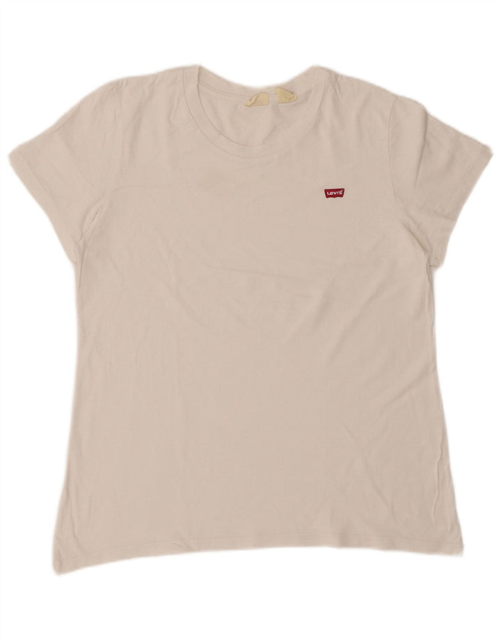LEVI'S T-Shirt Femme UK 14 Medium Blanc