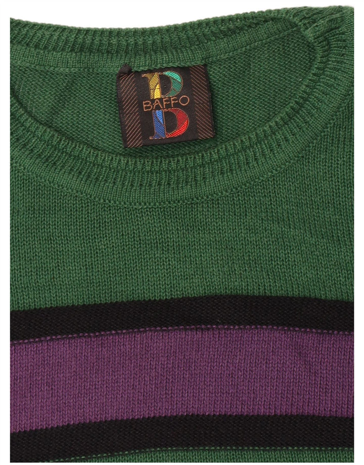 Baffo Pull à col rond pour homme Large rayé vert