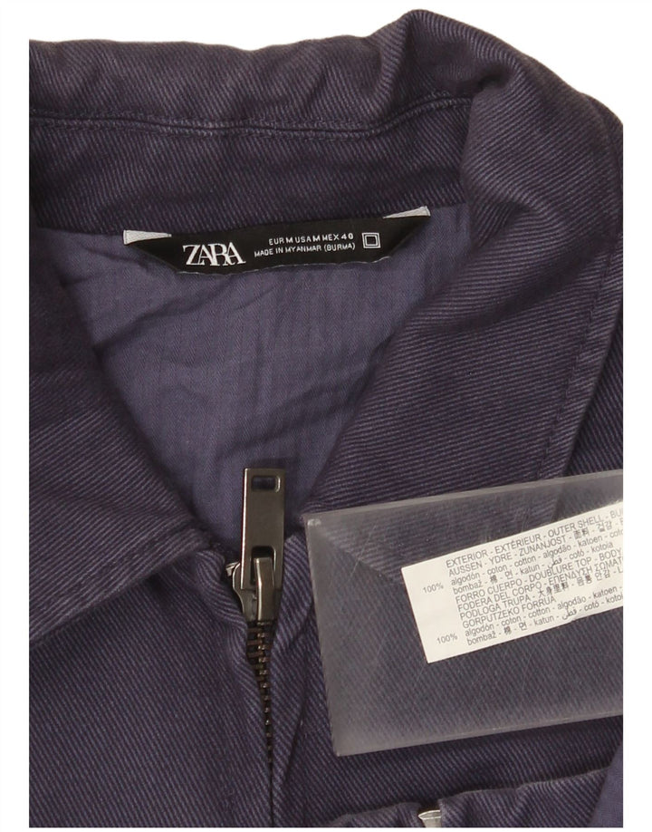 Zara Mens Bomber Jacket UK 38 Moyen Bleu Marine Coton