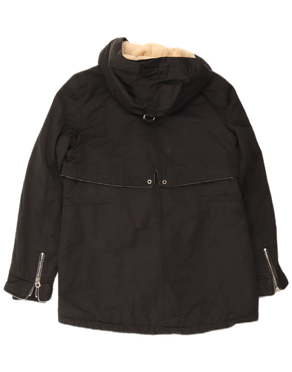 Zara Femme Trafaluc Veste Parka Oversize À Capuche UK 10 Petit Coton Noir