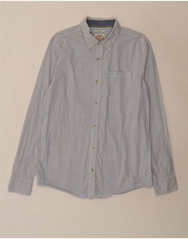 Fat Face Chemise Regular Fit Homme Bleu Moyen en Coton Rayé