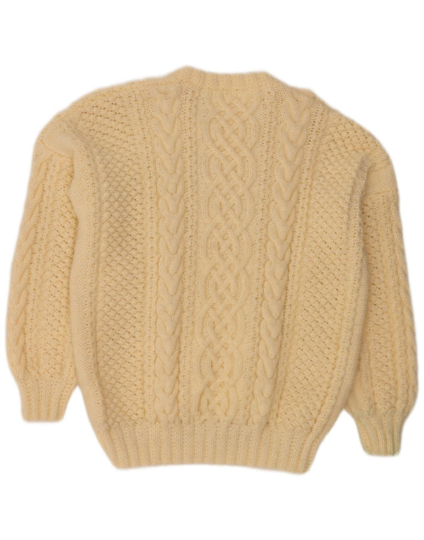 VINTAGE Femme Crew Neck Jumper Pull UK 14 Large Off White