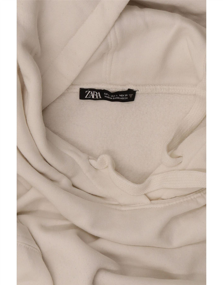 Zara Pull à capuche surdimensionné pour femme UK 16 Large Blanc