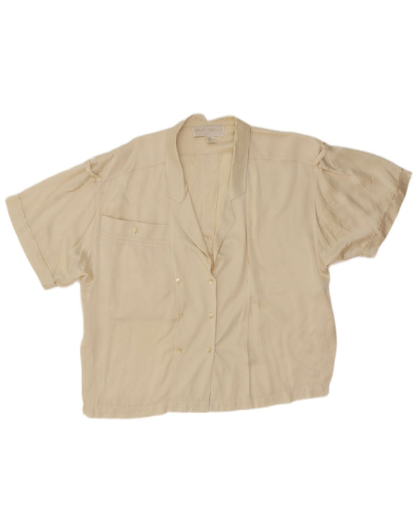 Claude Montana Chemisier à manches courtes pour femme US 6 Medium Blanc cassé