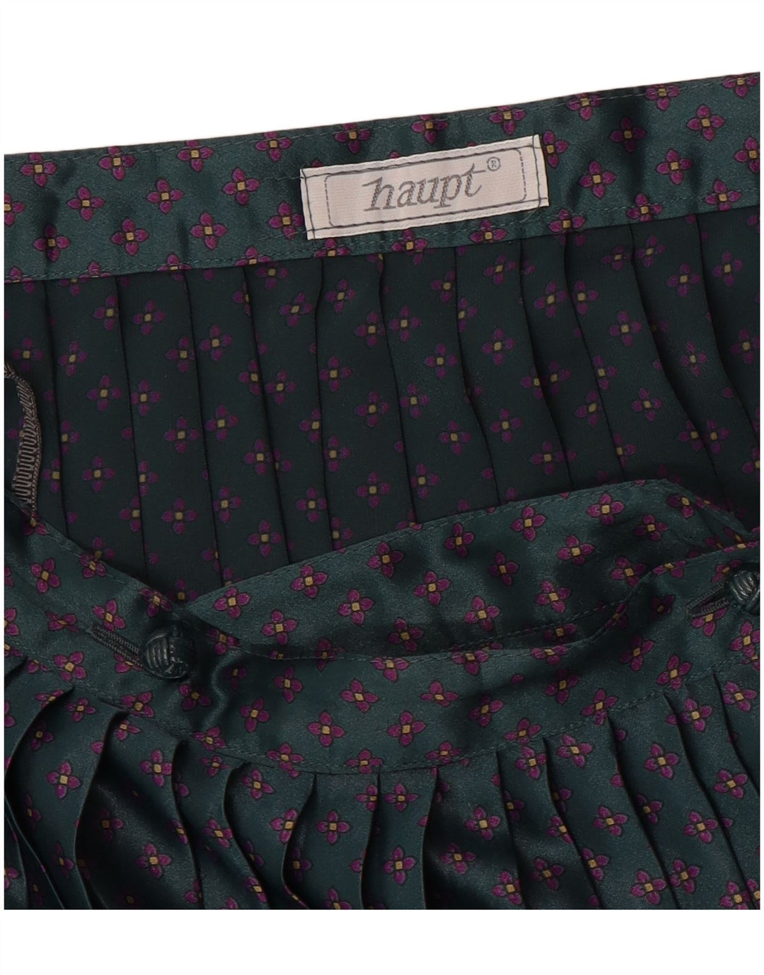 Haupt Womens Knife Jupe Plissée W28 Vert Moyen Floral