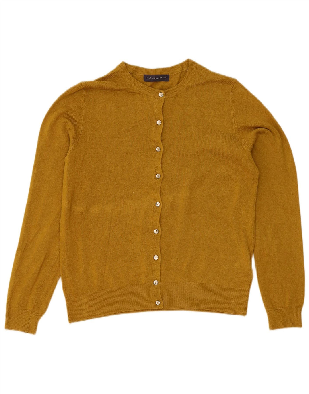 Marks & Spencer Pull Cardigan Femme UK 12 Viscose Jaune Moyen