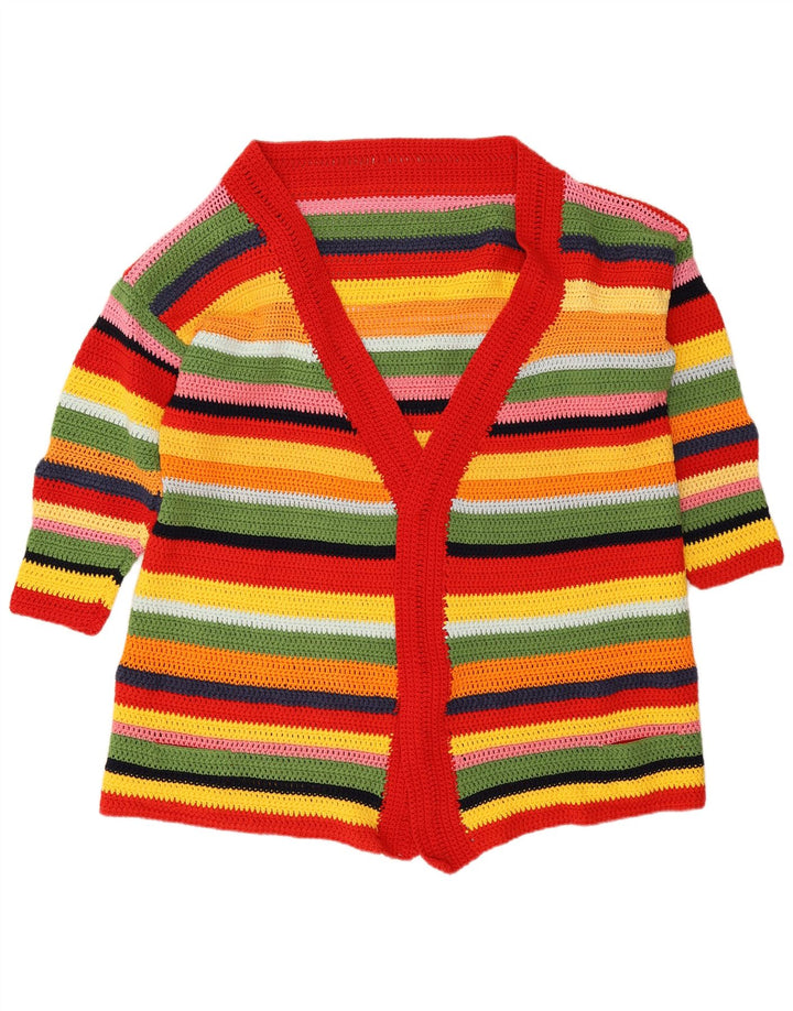 vintage Womens Longline Cardigan Sweater UK 14 Moyen Multicolore