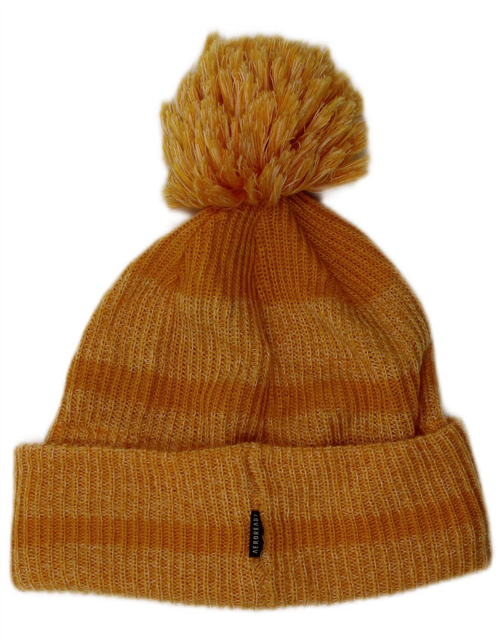Adidas Bonnet à pompon en tricot pour femme Taille unique Jaune Rayé Acrylique