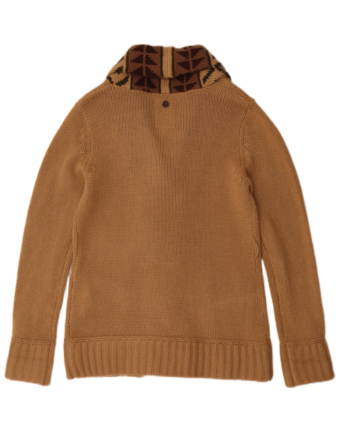 KHUJO Cardigan Femme Pull UK 16 Grand Beige Géométrique Acrylique