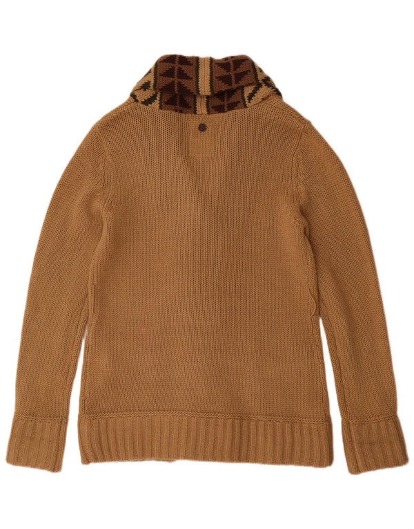 KHUJO Cardigan Femme Pull UK 16 Grand Beige Géométrique Acrylique