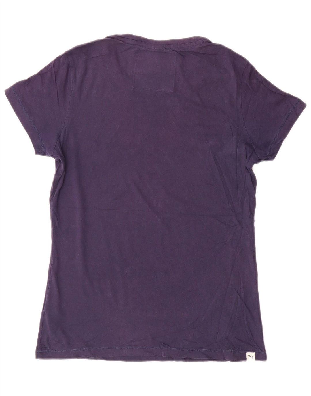 Puma T-shirt graphique pour femme UK 12 Bleu marine moyen Coton