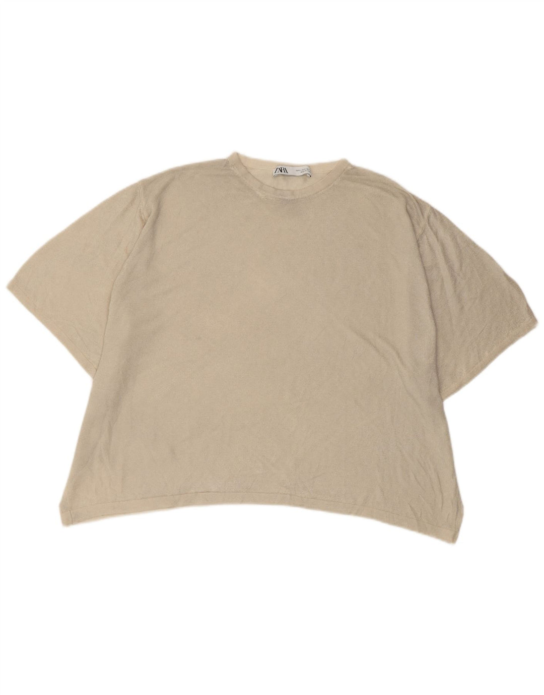 ZARA Femme T-shirt surdimensionné Top UK 10 Small Off White