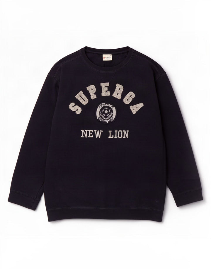 Superga Sweat-shirt graphique pour femme UK 14 Bleu marine moyen Coton