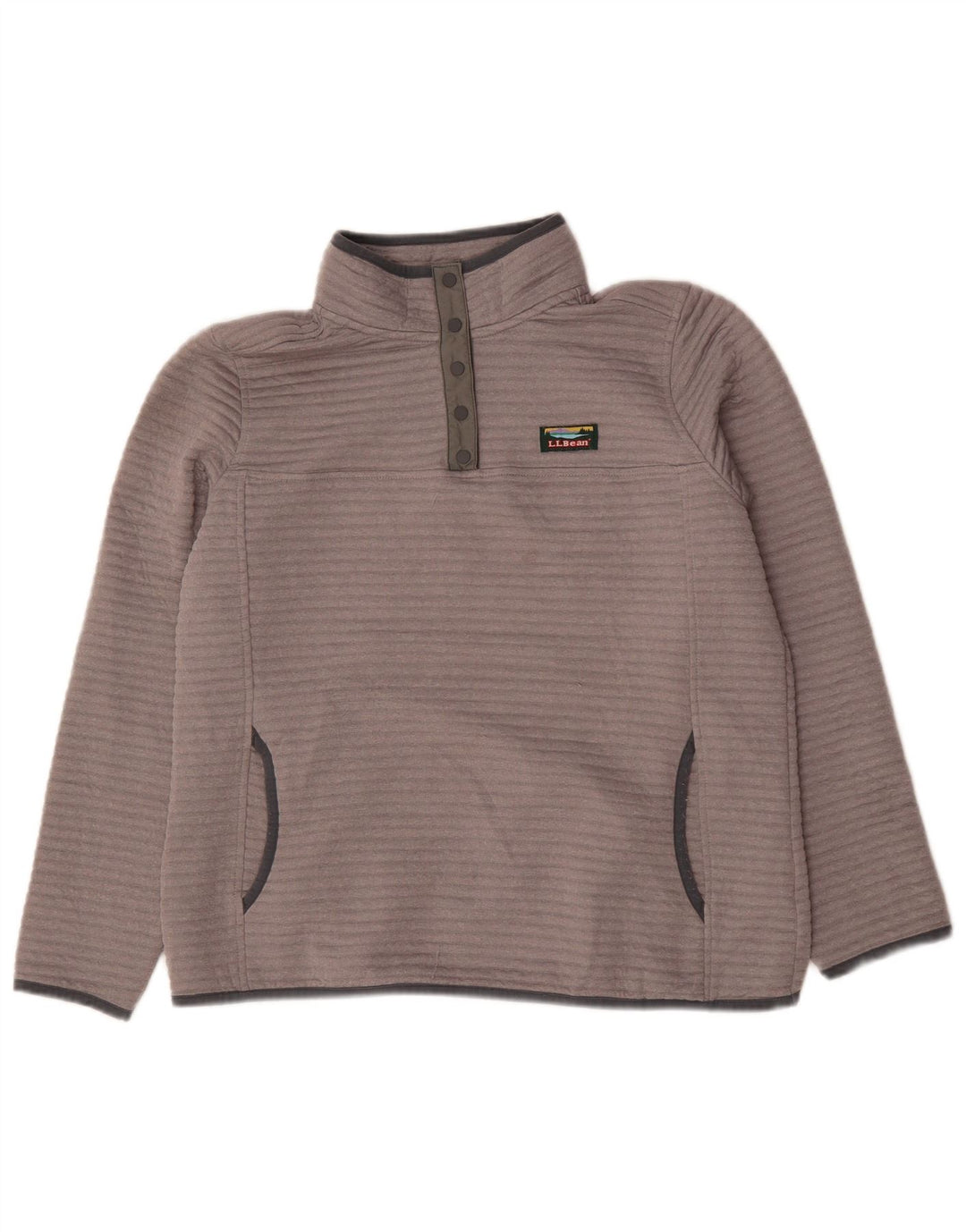 L.L.Bean Sweat-shirt à col boutonné pour femme UK 16 Grand Gris Polyester