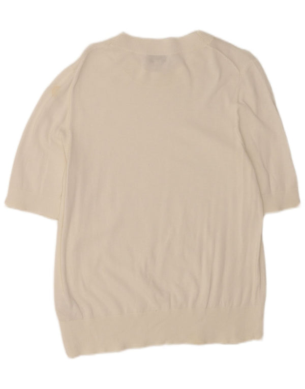 Cos Pull à manches 3/4 et col bateau pour femme UK 12 en coton blanc moyen
