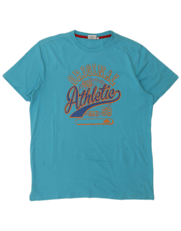 Ellesse T-Shirt Graphique Homme Top XL Bleu Coton