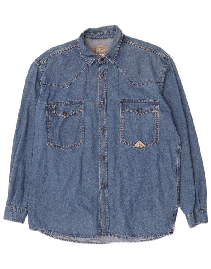 Chemise en jean vintage pour homme grand bleu