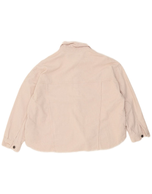 Zara Chemise surdimensionnée en velours côtelé pour femme UK 16 Grand coton blanc