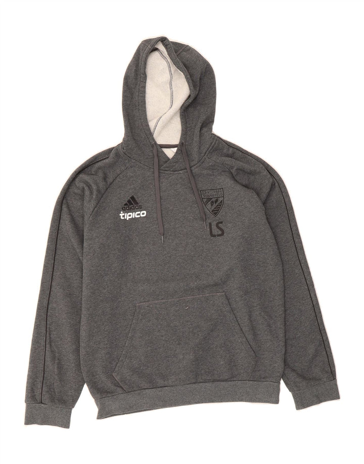 ADIDAS Mens TSV Sonnefeld Graphic Hoodie Jumper Medium Grey Cotton Vintage Adidas and Second-Hand Adidas from Messina Hembry 