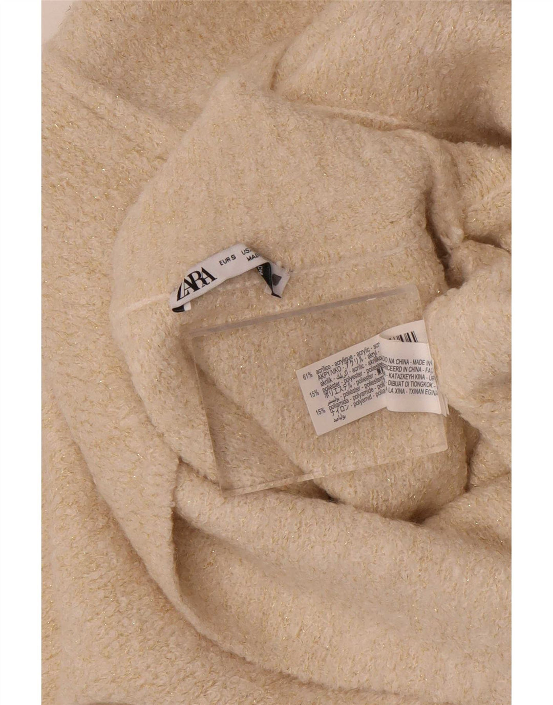 Zara Débardeur surdimensionné pour femme UK 10 Petit acrylique blanc cassé