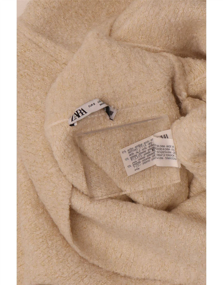Zara Débardeur surdimensionné pour femme UK 10 Petit acrylique blanc cassé