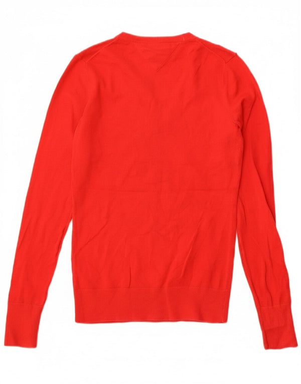 Tommy Hilfiger Pull col V pour femme UK 6 XS Rouge Coton