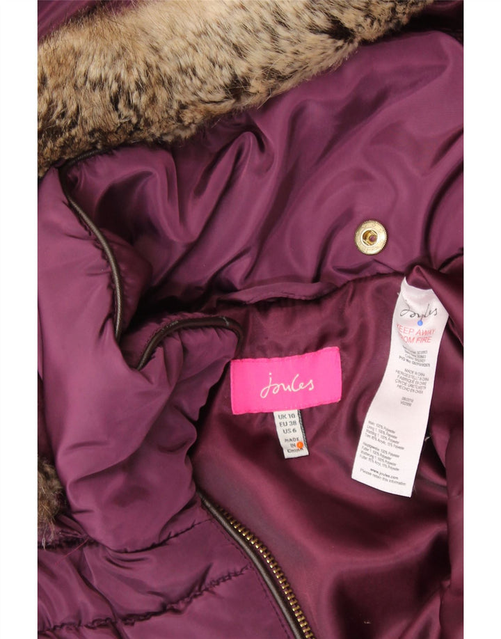 JOULES Veste matelassée à capuche pour femme UK 10 Small Bordeaux Polyester