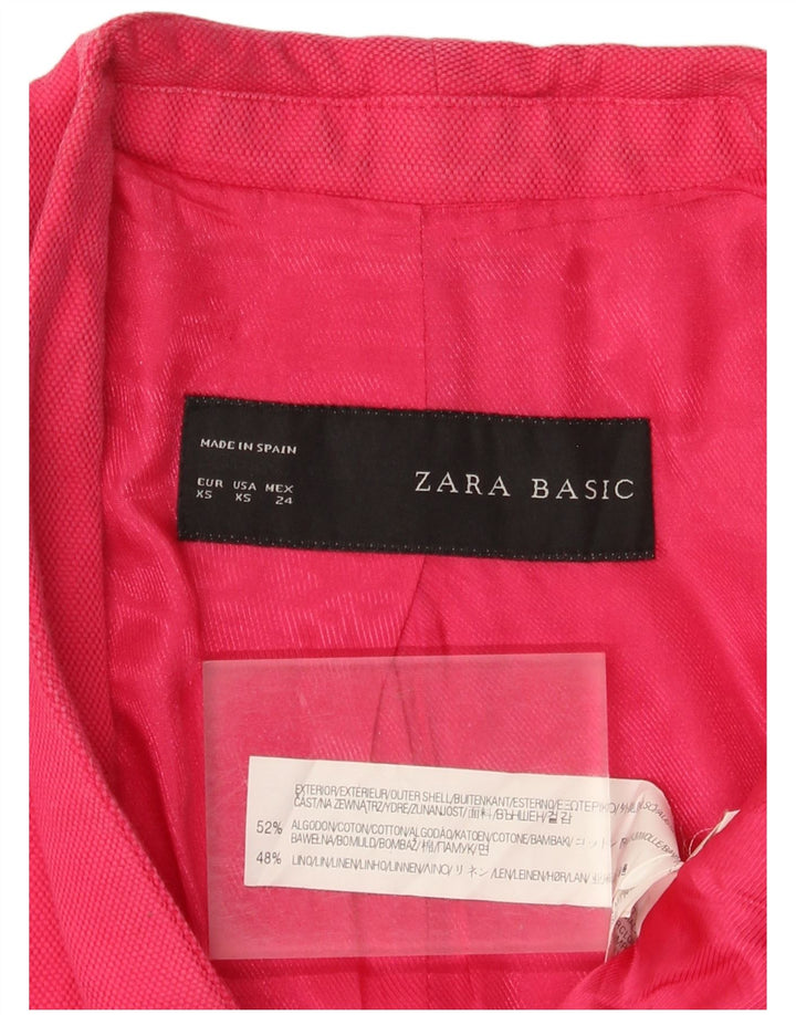 Zara Womens 1 Button Blazer Jacket UK 6 XS Rose Coton