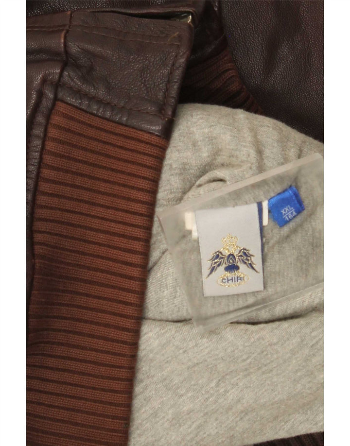 Vintage Veste en cuir pour garçon 13-14 ans 2XL Marron