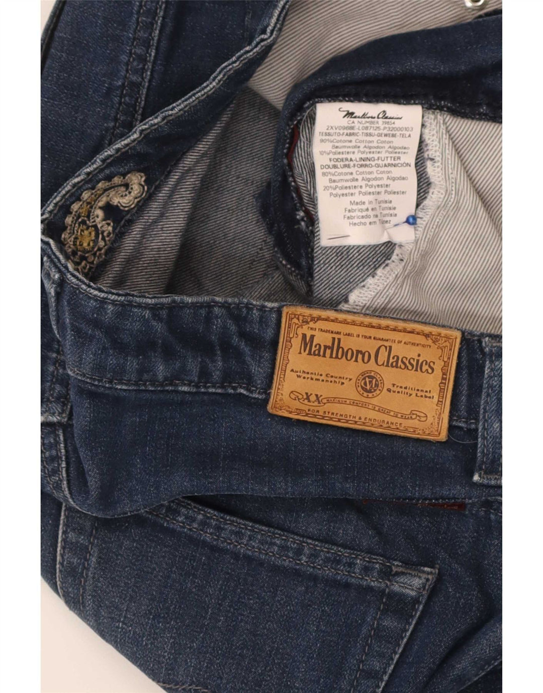 Marlboro Classics Jean Slim Femme W32 L30 Bleu Marine Coton