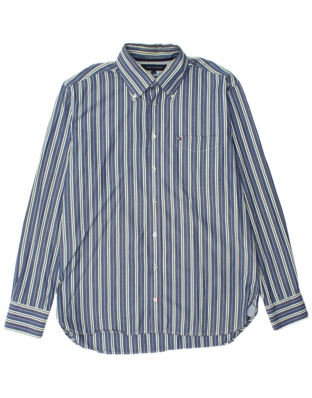 Tommy Hilfiger Chemise Homme Bleu Moyen Rayé Coton