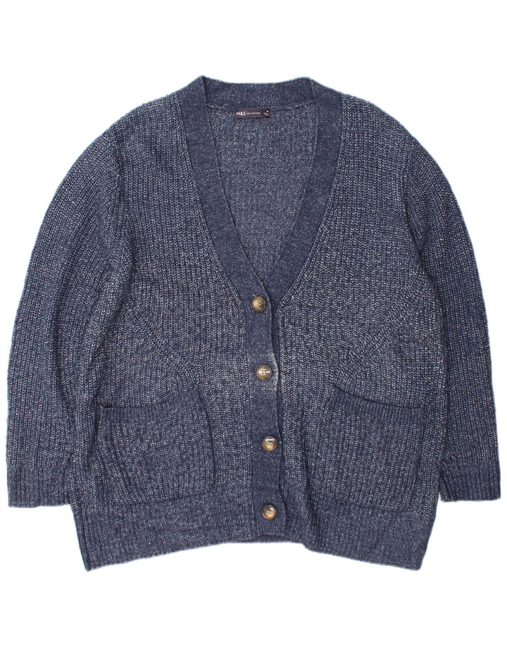 Marks & Spencer Pull cardigan surdimensionné pour femme UK 18 XL Bleu moucheté