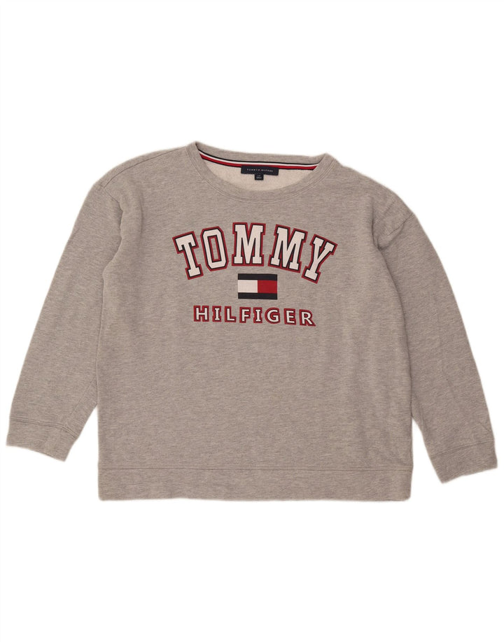Tommy Hilfiger Sweat-shirt surdimensionné graphique pour femme UK 16 Large Gris