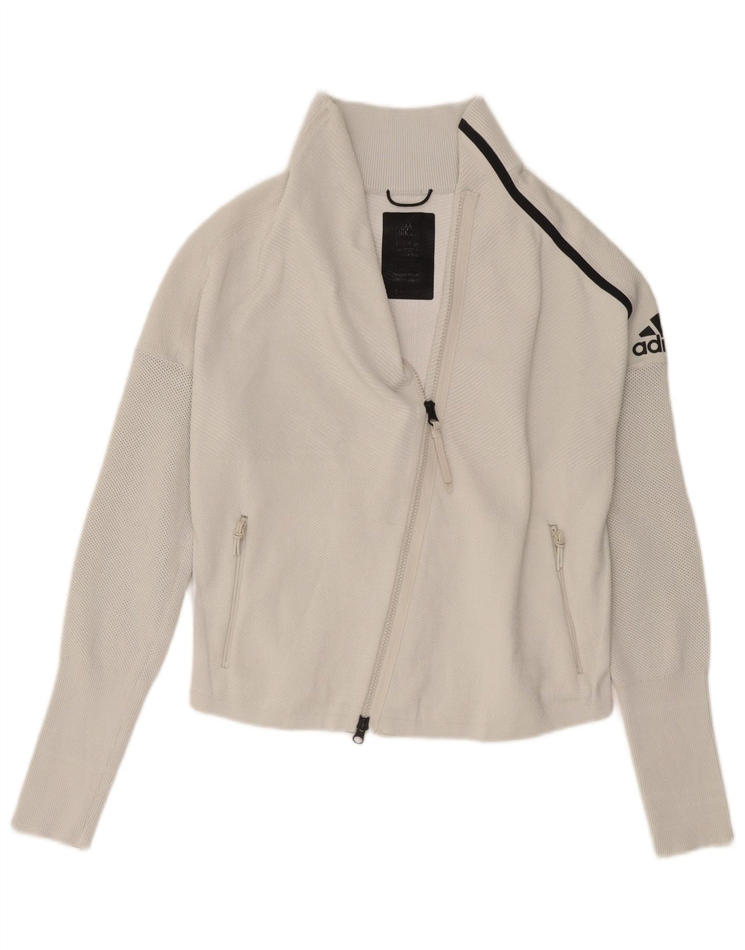 Adidas Veste de survêtement graphique pour femme UK 8/10 Petit Blanc Polyester