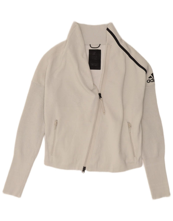 Adidas Veste de survêtement graphique pour femme UK 8/10 Petit Blanc Polyester