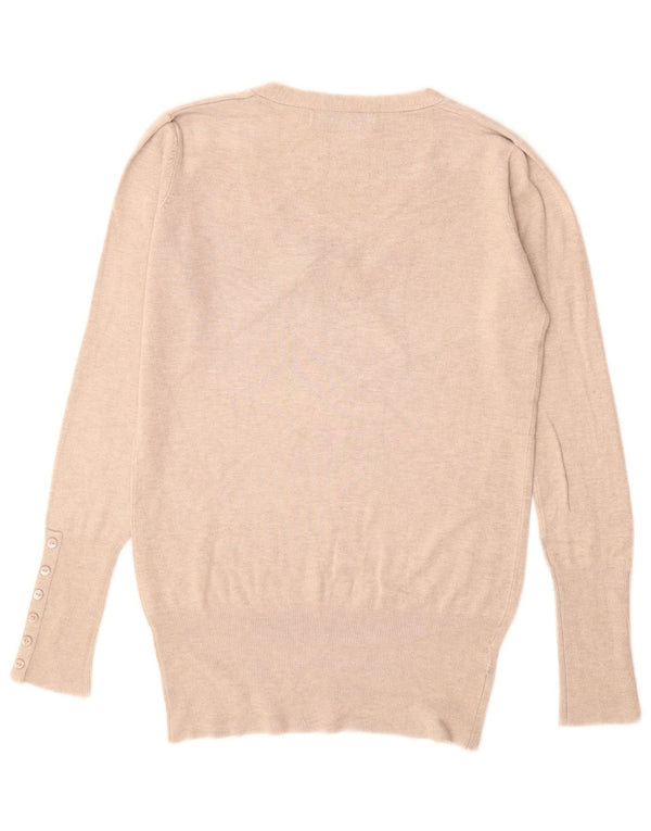 ZARA Pull col en V pour femme UK 12 Beige moyen