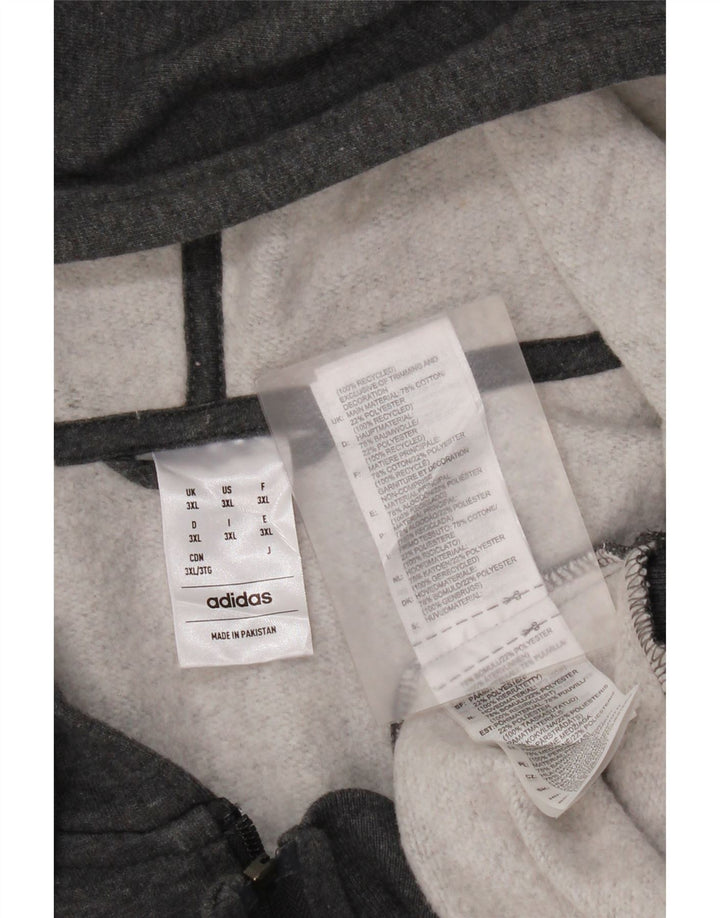 Adidas Pull à capuche zippé pour homme 3XL Gris Coton