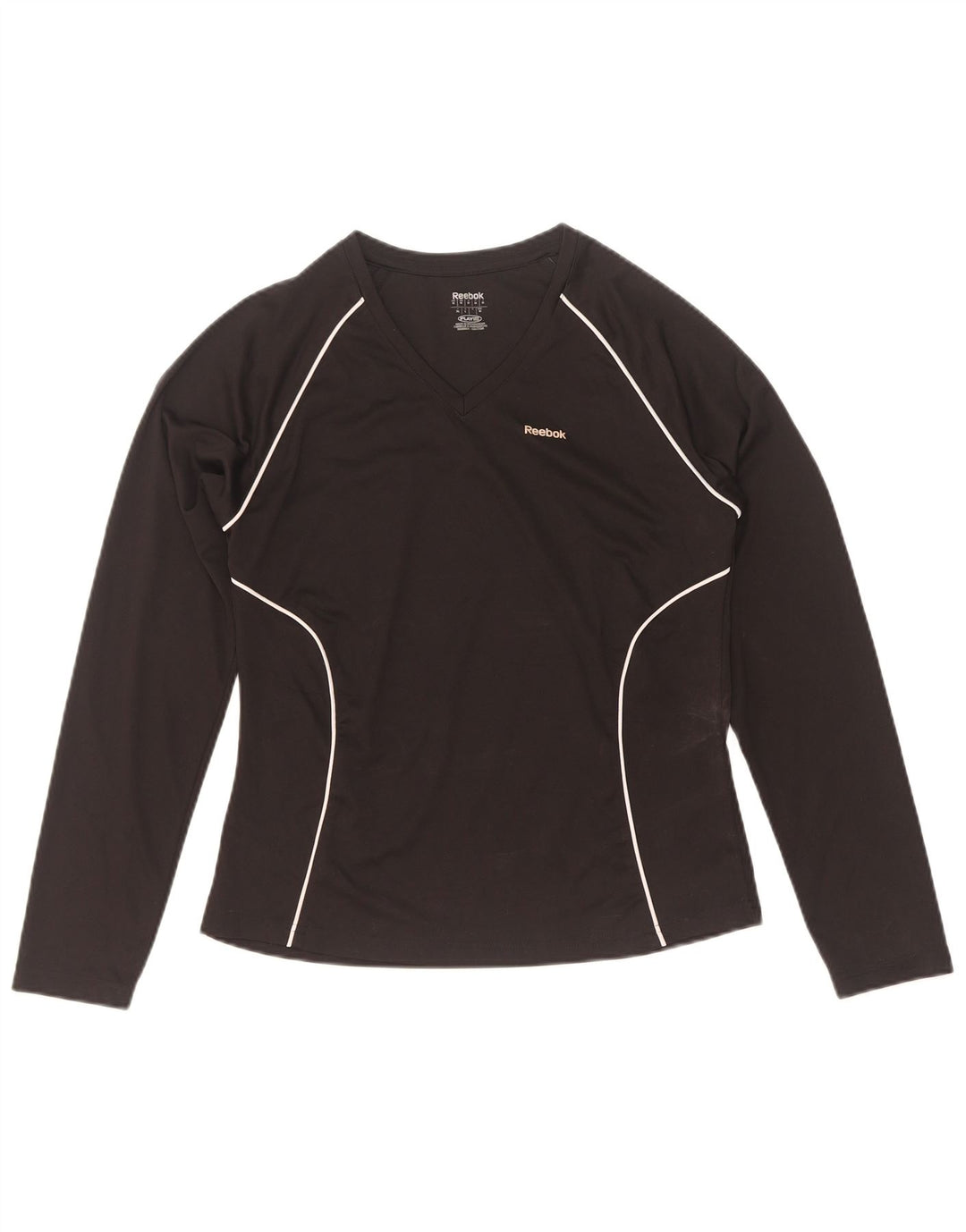 Reebok Femme Top Manches Longues UK 42 Moyen Noir Polyester