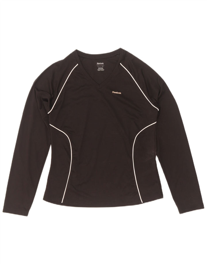 Reebok Femme Top Manches Longues UK 42 Moyen Noir Polyester