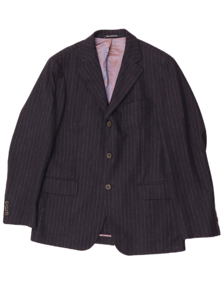 Brooksfield Veste blazer à 3 boutons pour homme IT 50 à fines rayures bleu marine