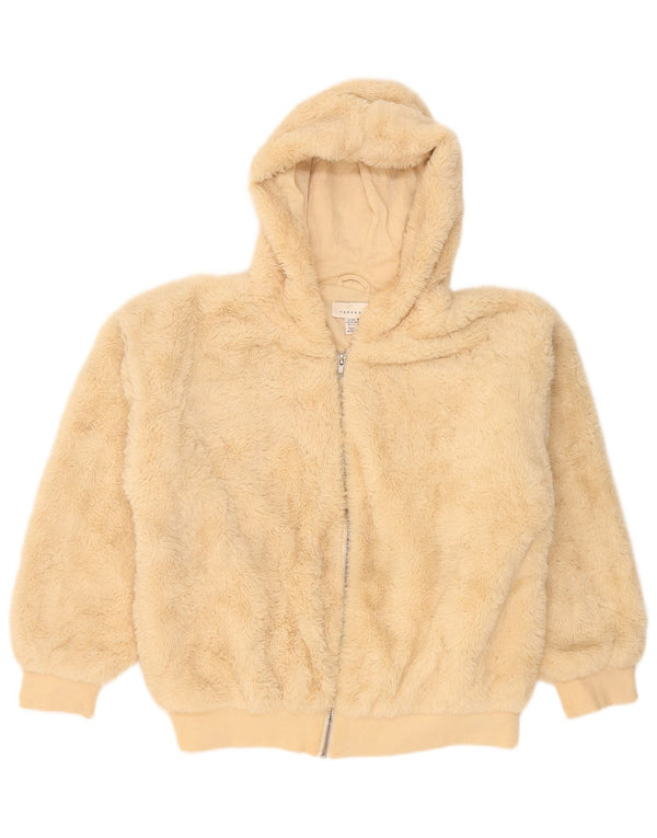 Topshop Veste polaire surdimensionnée à capuche Teddy Bear pour femme UK 10 Small Beige