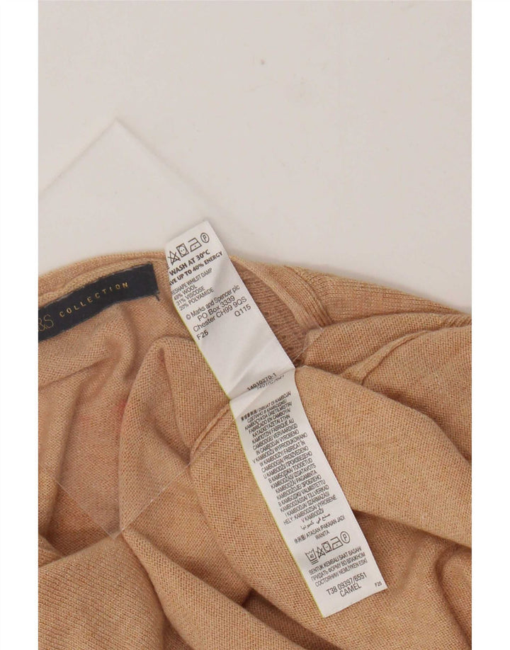 Marks & Spencer Pull col en V pour femme UK 12 laine beige moyen