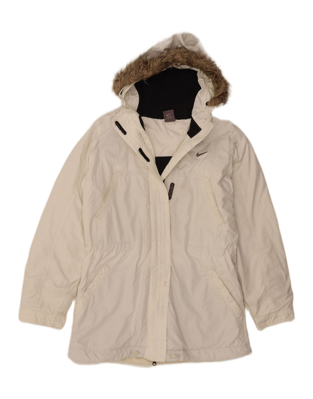 Nike Veste coupe-vent à capuche pour femme UK 14/16 Large Blanc Polyester