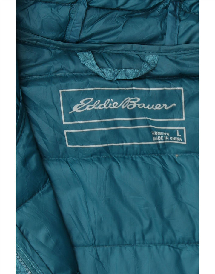 EDDIE BAUER Manteau rembourré à capuche pour femme UK 14 Large Bleu