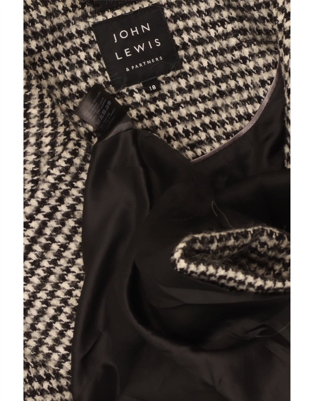 John Lewis Manteau double boutonnage surdimensionné pour femme UK 18 XL Pied-de-poule noir