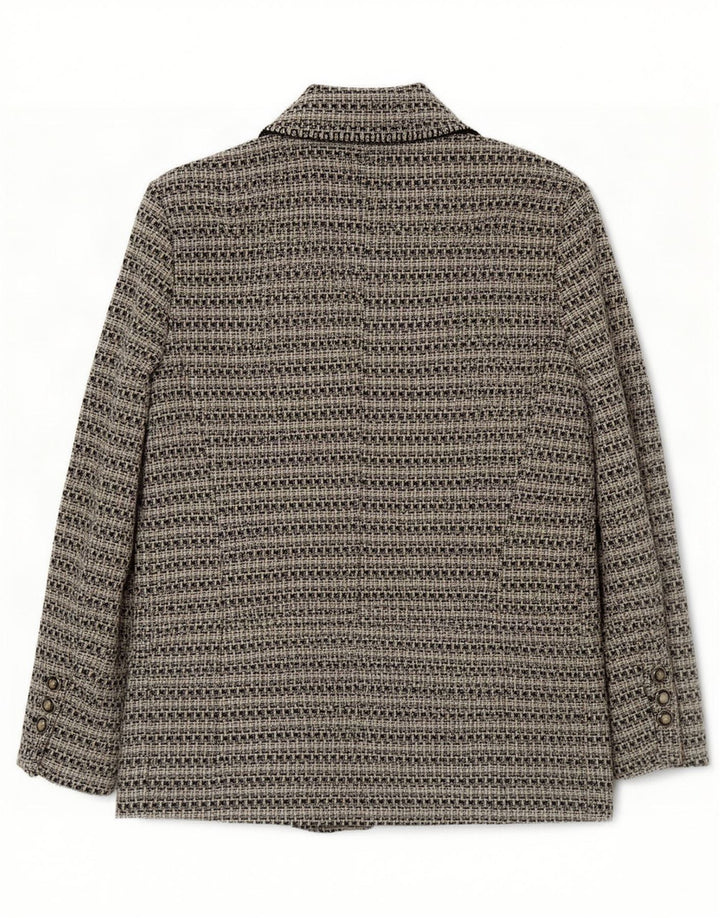 Zara Veste blazer à 3 boutons pour femme UK 18 XL Gris à fines rayures Polyester