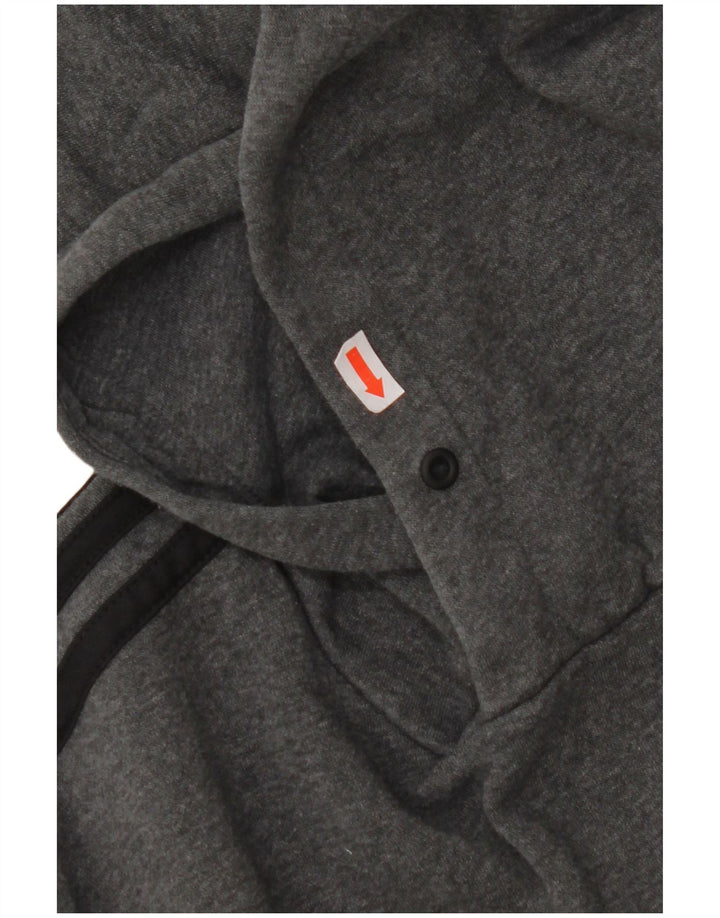 ADIDAS Mens Graphic Hoodie Jumper Medium Grey Cotton