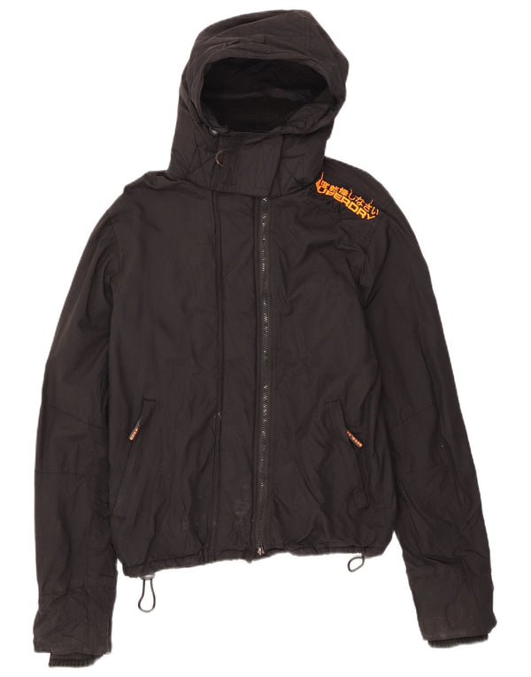 Superdry Veste coupe-vent à capuche graphique pour hommes UK 36 Small Black Nylon